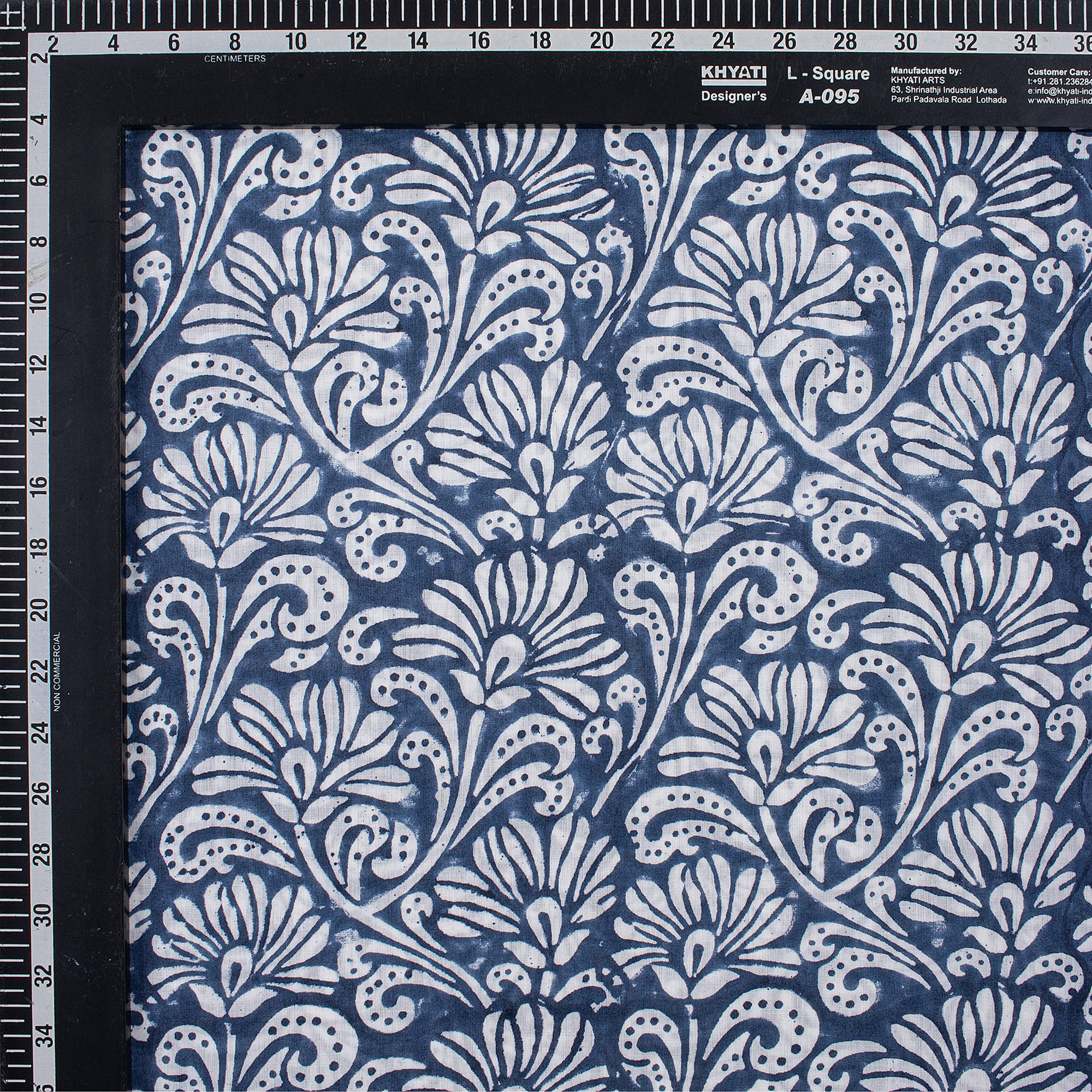 Blue Block Print Cotton Fabric By The Yard