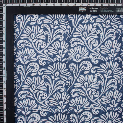Blue Block Print Cotton Fabric By The Yard