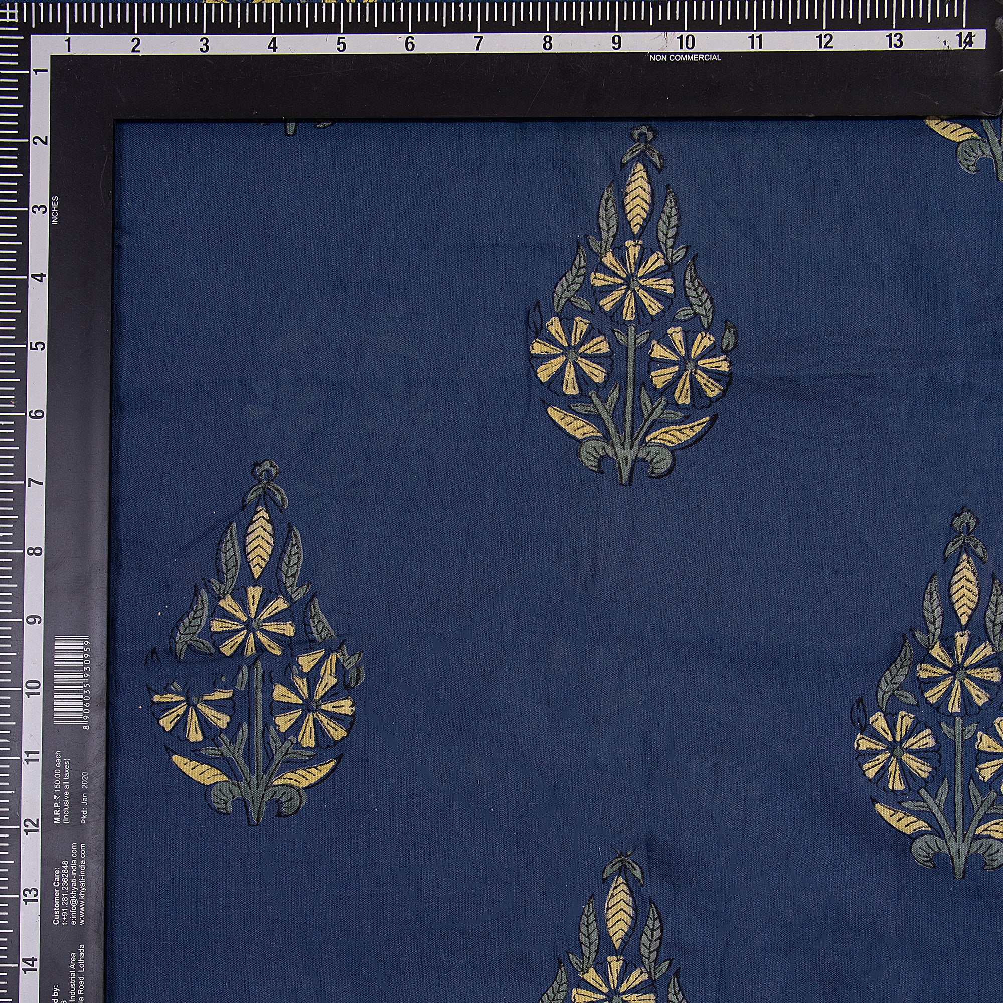 Blue Boota Hand Block Print Dabu Fabric