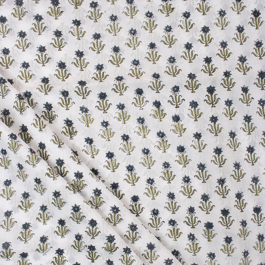 Blue Booti Block Print Fabric Cloth