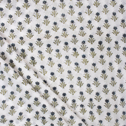 Blue Booti Block Print Fabric Cloth