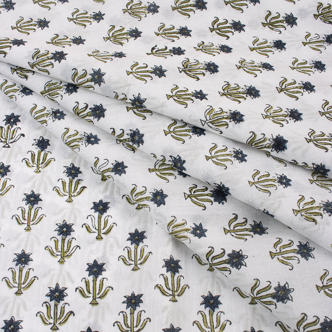 Blue Booti Block Print Fabric Cloth