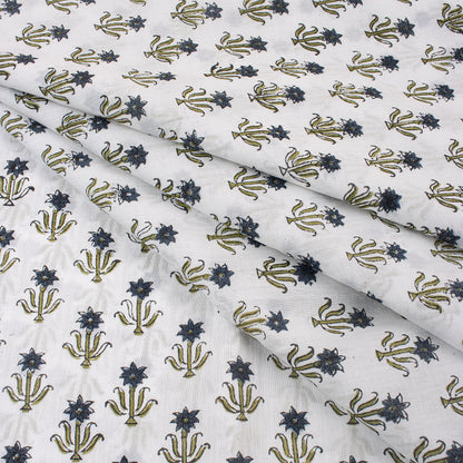 Blue Booti Block Print Fabric Cloth