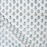 Blue Booti Block Printed Pure Cotton Indian Fabric