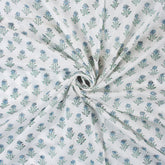 Blue Booti Block Printed Pure Cotton Indian Fabric