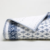 Blue Booti Cotton Hand Block Print Kantha Quilt Blanket