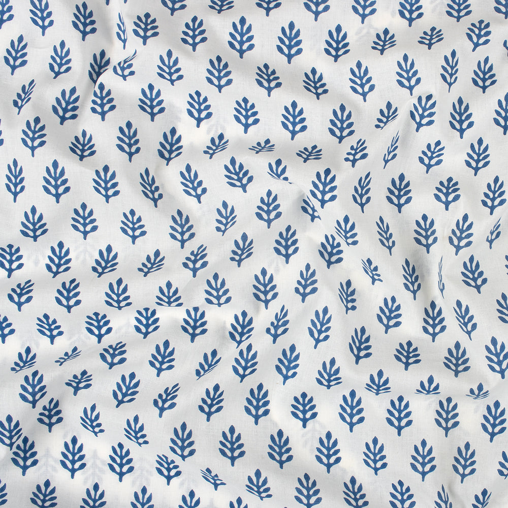 Blue Booti Floral Cotton Hand Block Print Fabric