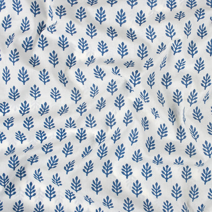 Blue Booti Floral Cotton Hand Block Print Fabric