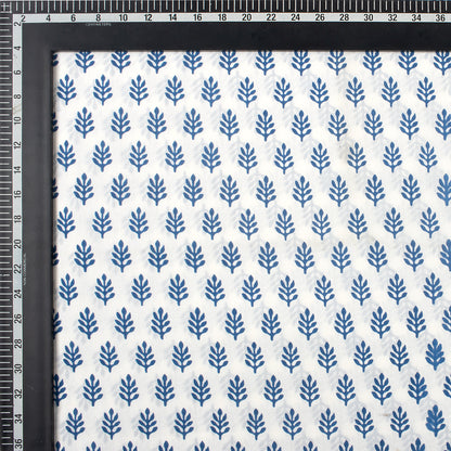 Blue Booti Floral Cotton Hand Block Print Fabric