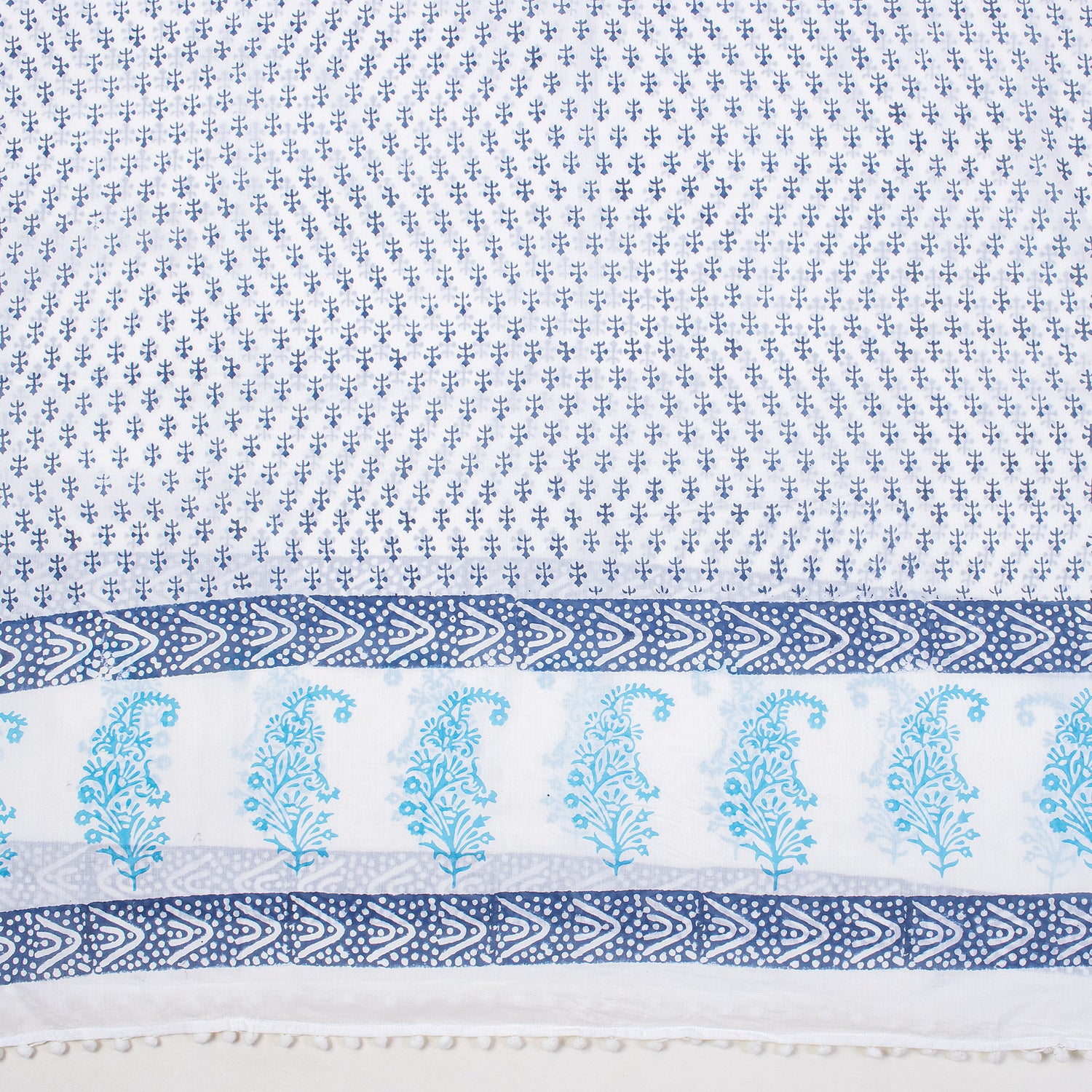 Blue Booti Hand Block Print Sarong For Women