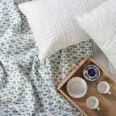 Blue Booti Handmade Indian Cotton Kantha Quilt Blanket