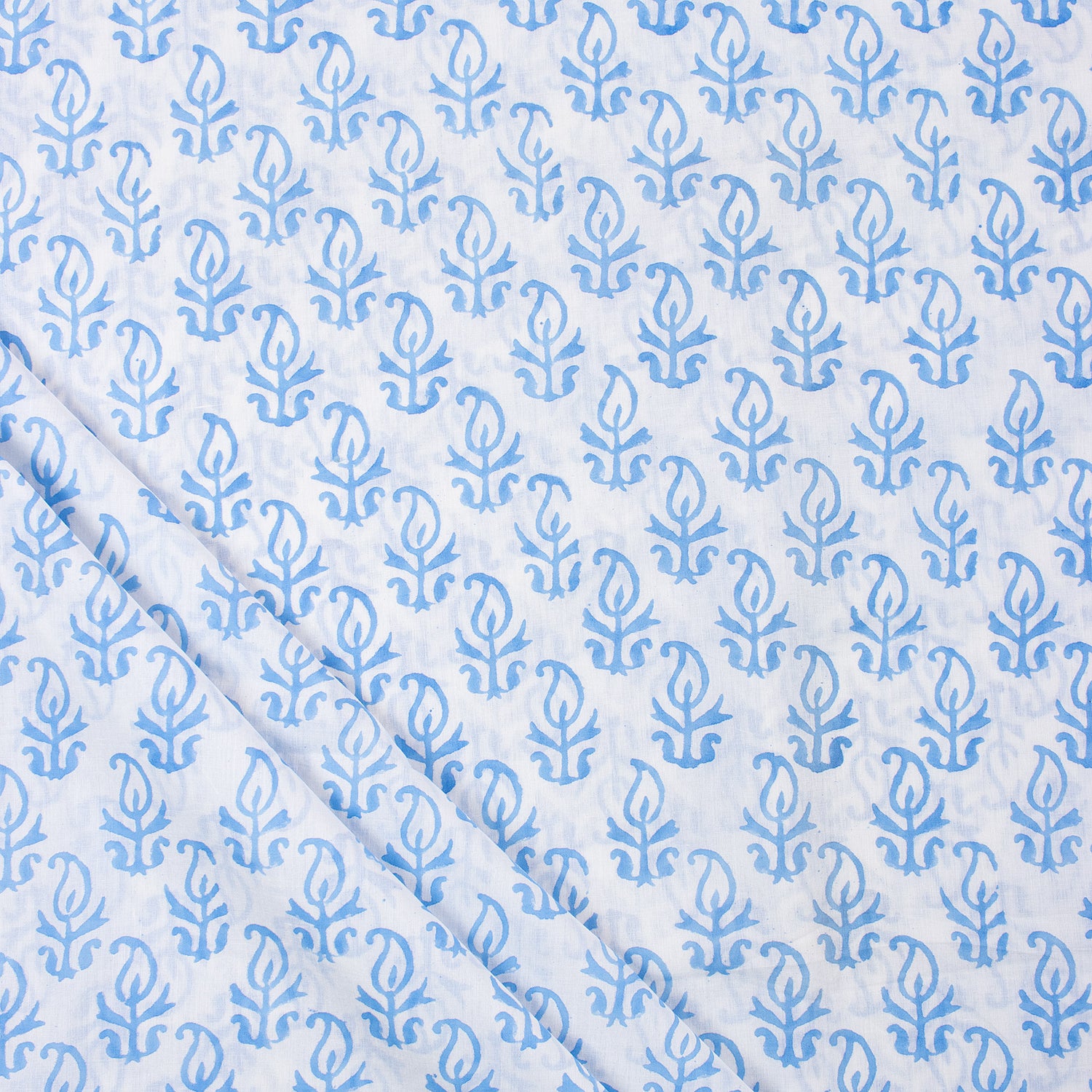 Blue Booti Indian Block Print Cotton Fabric Material
