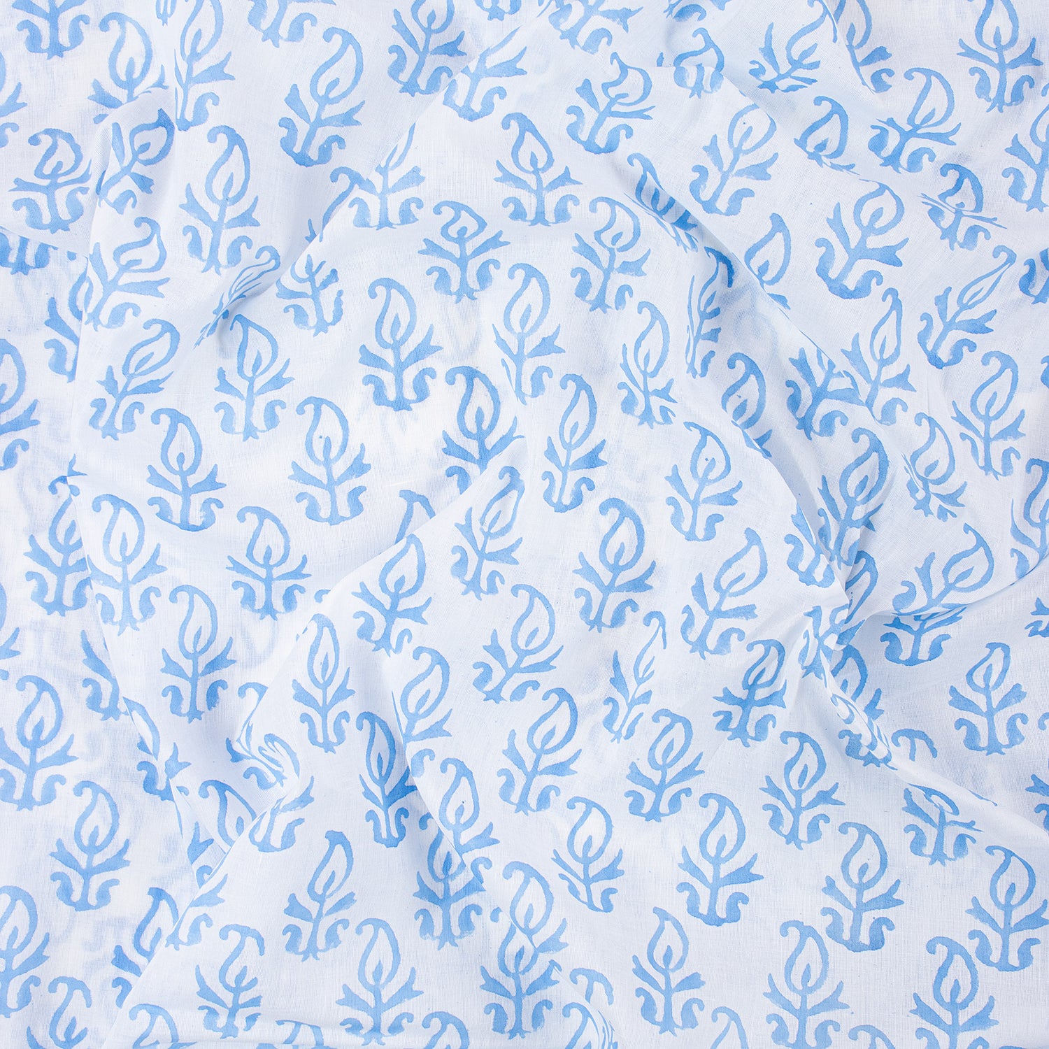 Blue Booti Indian Block Print Cotton Fabric Material