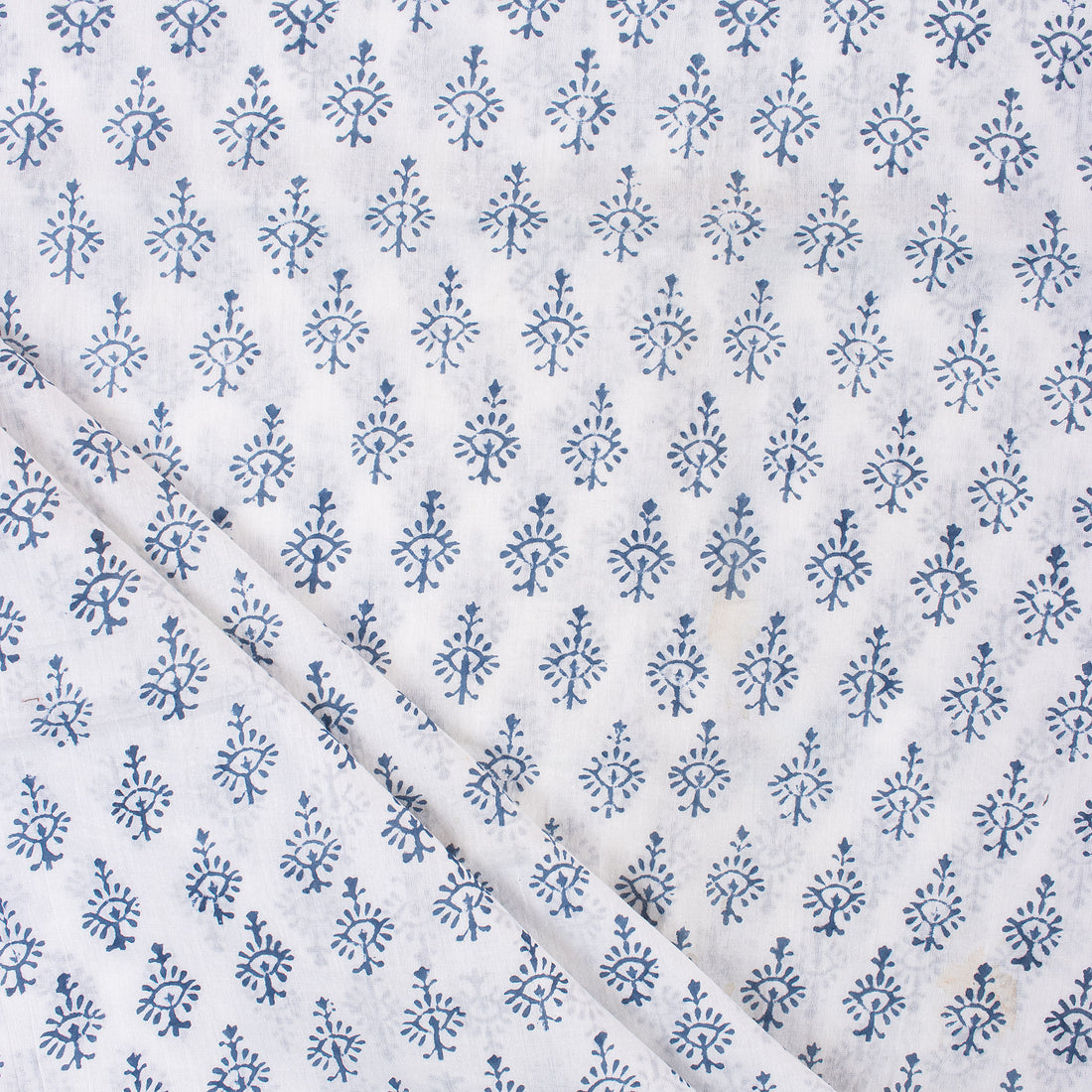 Blue Booty Hand Block Print Fabric For Dress Material
