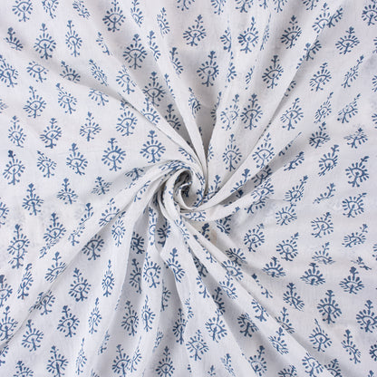 Blue Booty Hand Block Print Fabric For Dress Material