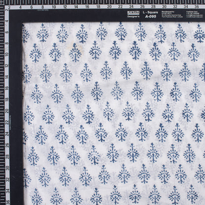 Blue Booty Hand Block Print Fabric For Dress Material
