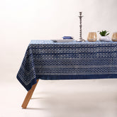 Blue Cotton Hand Block Printed Dining Table Cloth