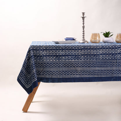 Blue Cotton Hand Block Printed Dining Table Cloth