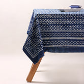 Blue Cotton Hand Block Printed Dining Table Cloth