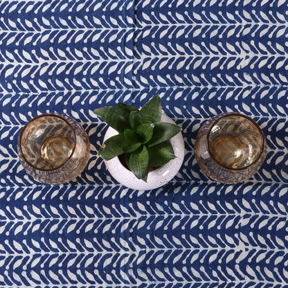 Blue Cotton Hand Block Printed Dining Table Cloth
