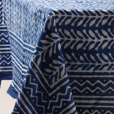 Blue Cotton Hand Block Printed Dining Table Cloth
