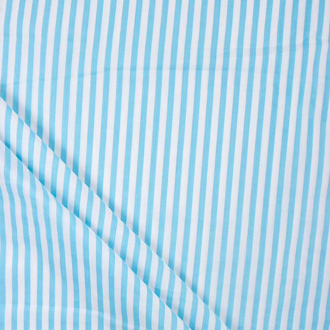 Blue Cotton Striped Block Print Fabric