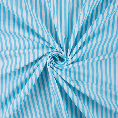 Blue Cotton Striped Block Print Fabric