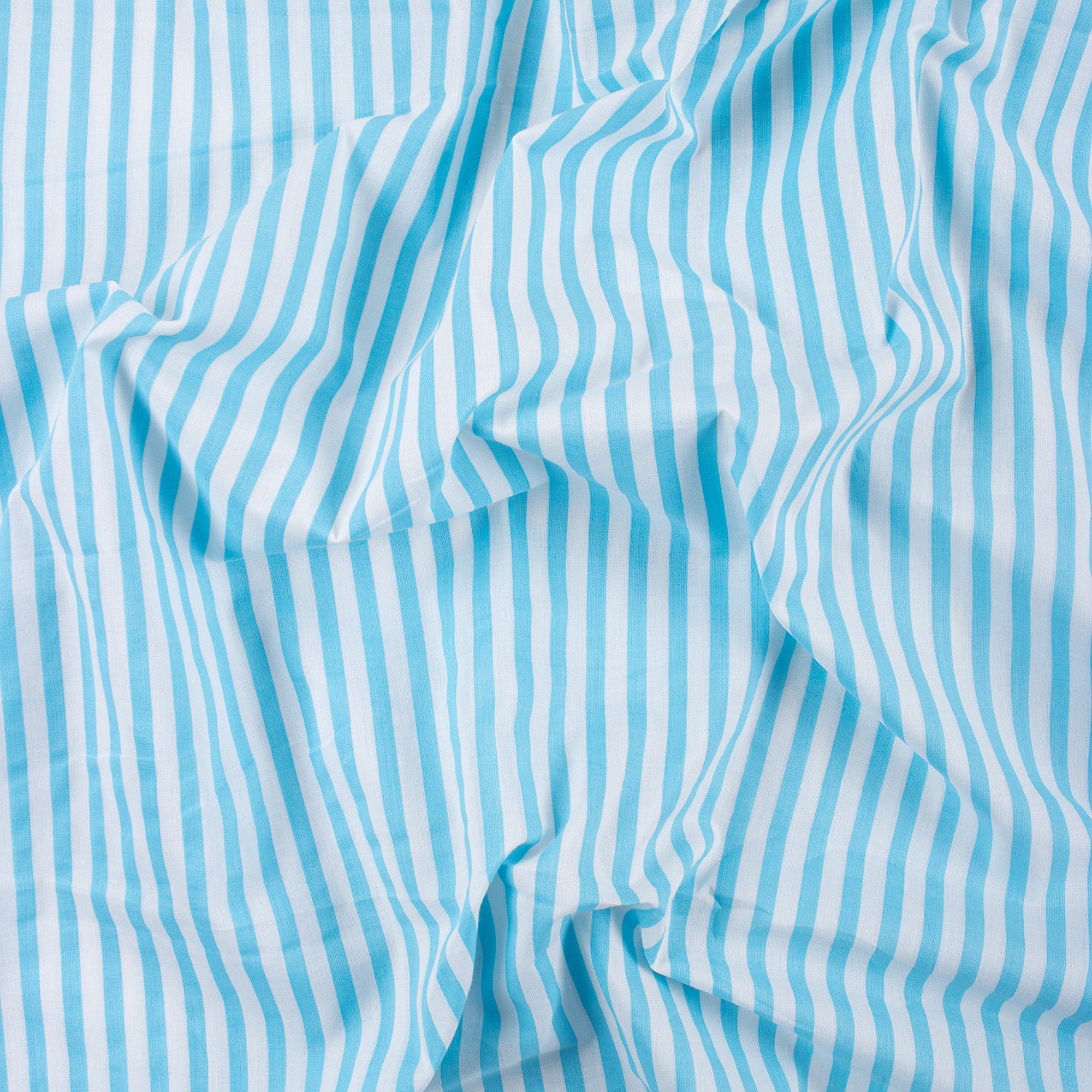 Blue Cotton Striped Block Print Fabric