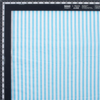 Blue Cotton Striped Block Print Fabric