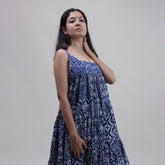 Blue Cotton Summer Midi Dress For Women
