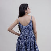 Blue Cotton Summer Midi Dress For Women