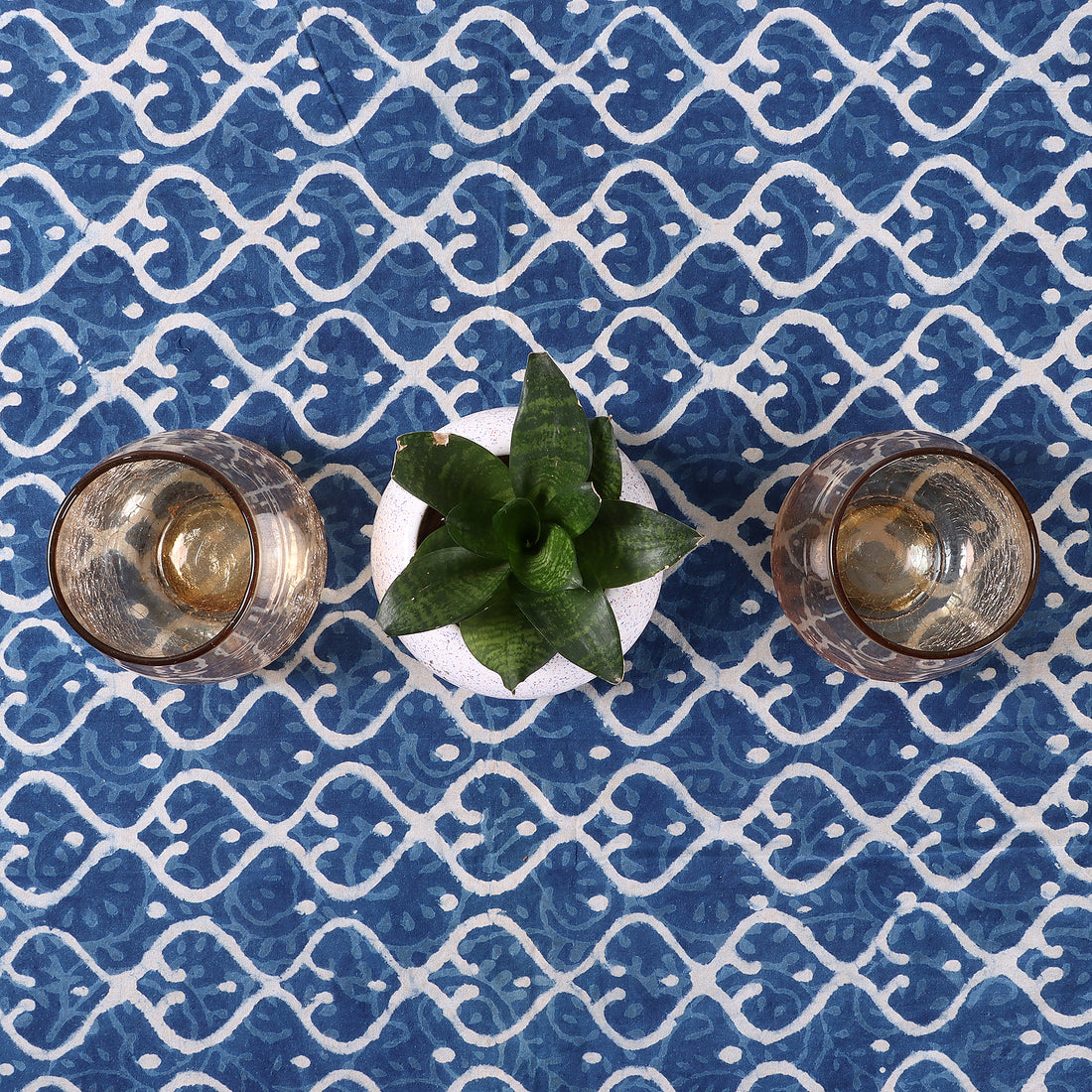 Blue Dabu Cotton Dining Table Cover Cloth