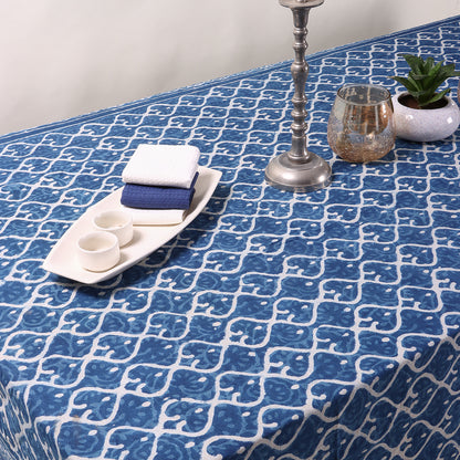 Blue Dabu Cotton Dining Table Cover Cloth