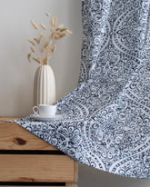 Blue Design Block Printed Cotton Curtains for Window