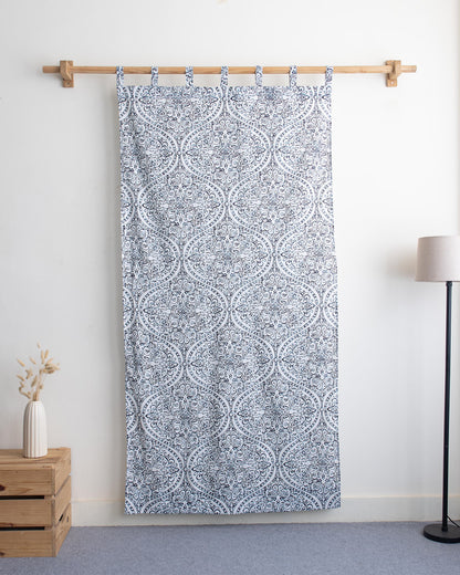 Blue Design Block Printed Cotton Curtains for Window