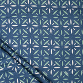 Blue Discharge Hand Block Printed Cotton Fabric by Yard