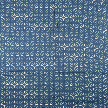 Blue Discharge Hand Block Printed Cotton Fabric by Yard