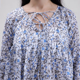 Blue Floral Block Printed Cotton Women&