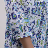 Blue Floral Cotton Midi Dress For Summer