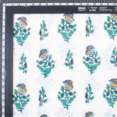 Blue Floral Hand Block Printed Cotton Running Fabric