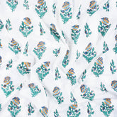 Blue Floral Hand Block Printed Cotton Running Fabric