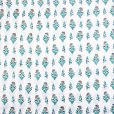 Blue Floral Hand Block Printed Cotton Running Fabric