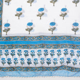 Blue Floral Hand Block Printed Cotton Sarong For Women