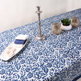 Blue Floral Hand Block Printed Cotton Table Covercloth