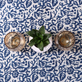 Blue Floral Hand Block Printed Cotton Table Covercloth