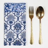 Blue Floral Hand Block Printed Cotton Table Napkin