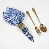 Blue Floral Hand Block Printed Cotton Table Napkin