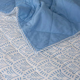 Blue Floral Hand Block Printed Machine Quilts Best Cotton Blanket