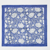 Blue Floral Hand Block Printed Pure Cotton Table Napkin