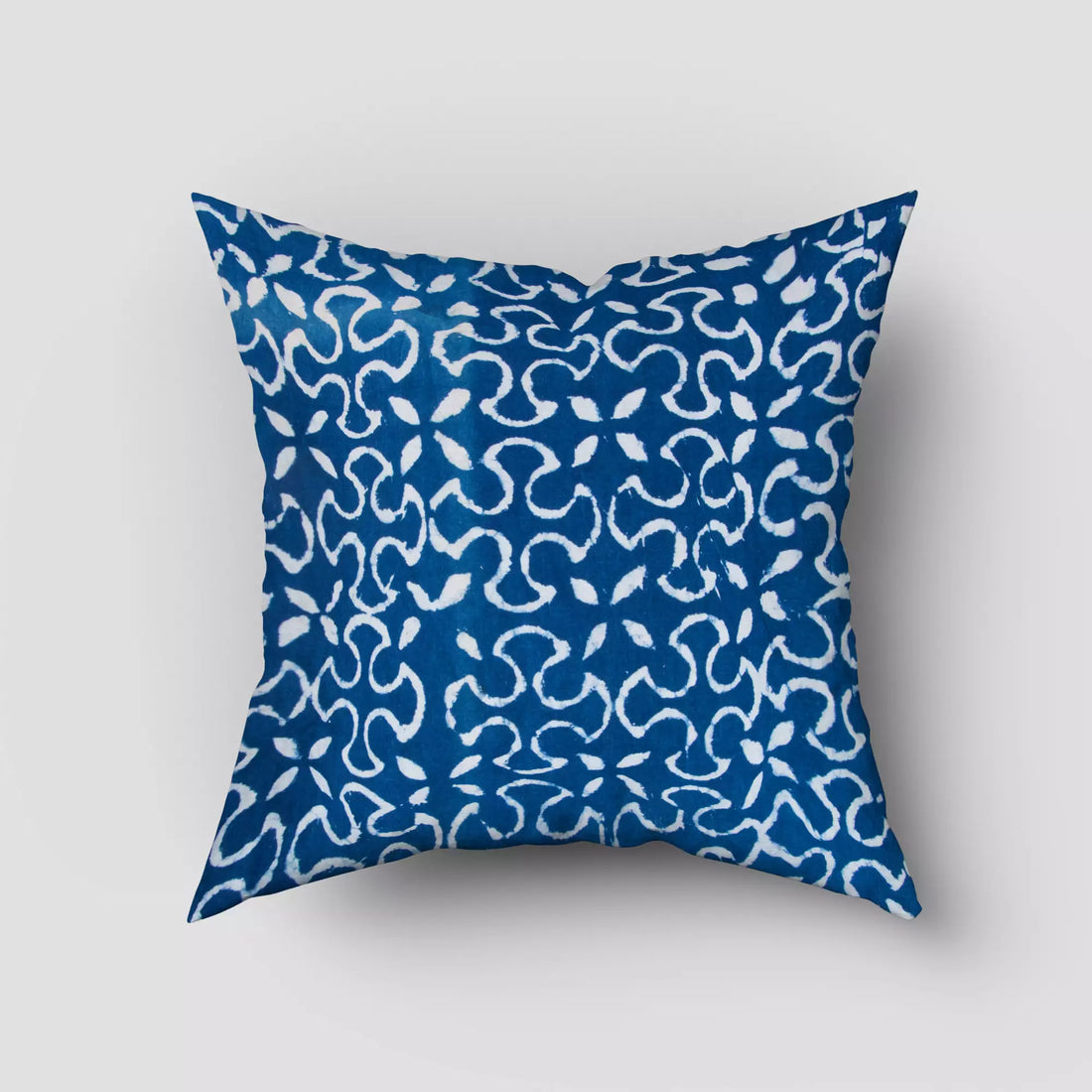 Blue Floral Hand Block Printed Sofa Cushion Cover